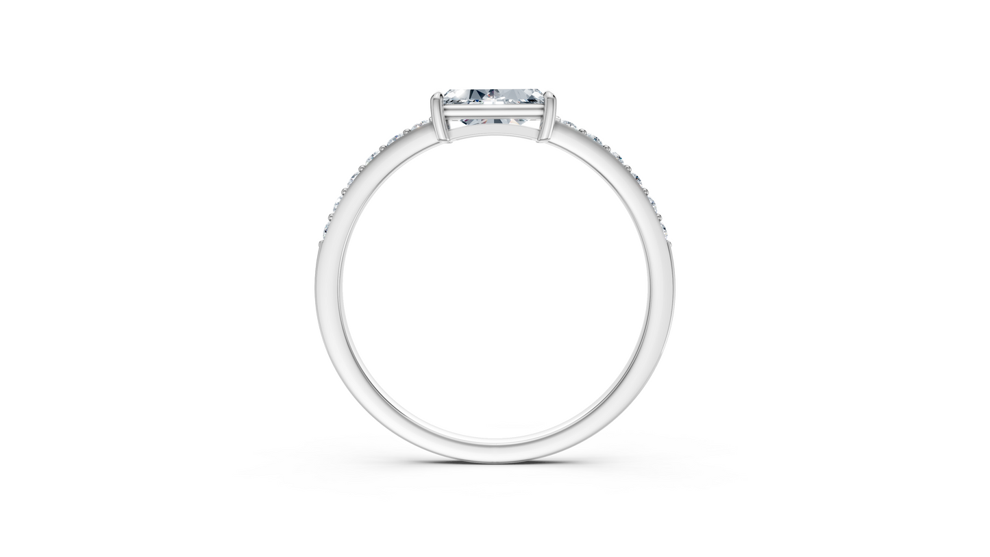 Inel de logodnă cu diamant baguette de 0,42 ct