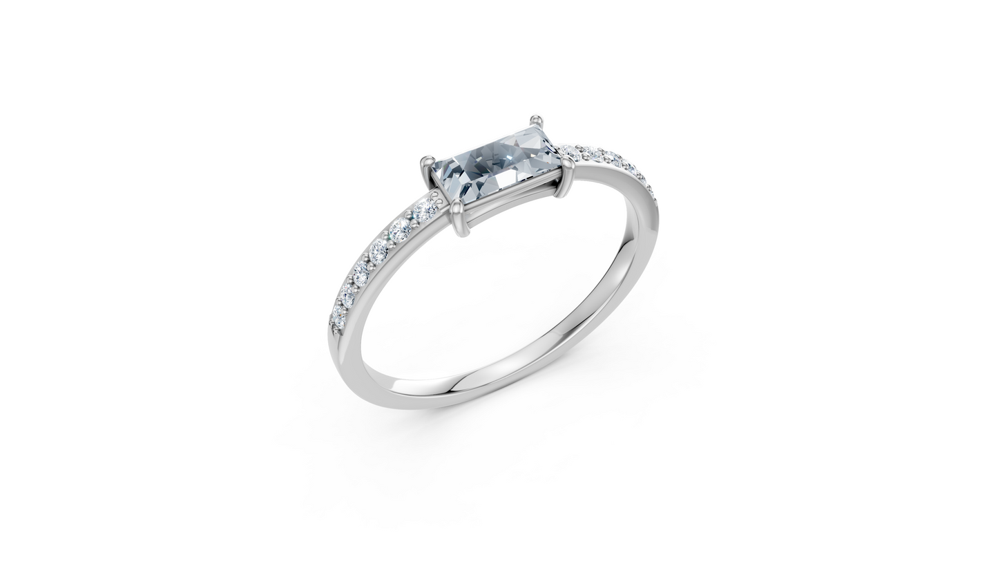 Inel de logodnă cu diamant baguette de 0,42 ct