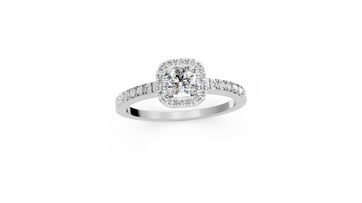 0.317 Natural Diamonds Square Halo Engagement Ring