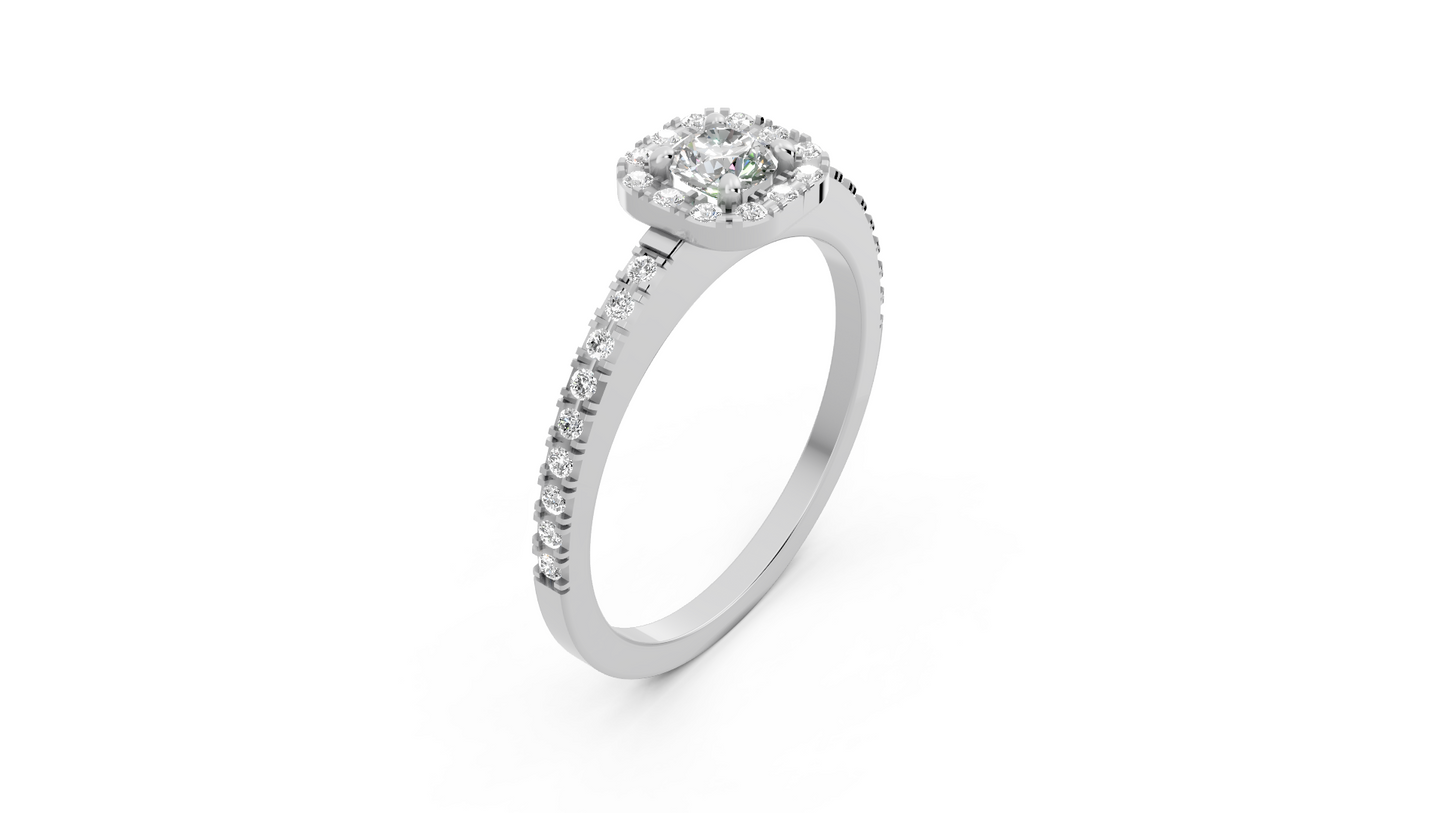 0.317 Natural Diamonds Square Halo Engagement Ring