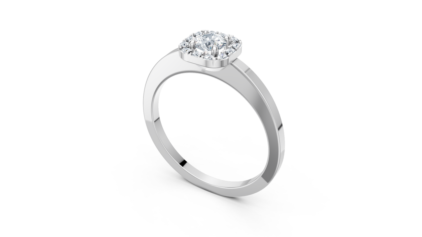 0.268 Natural Diamonds Halo Engagement Ring