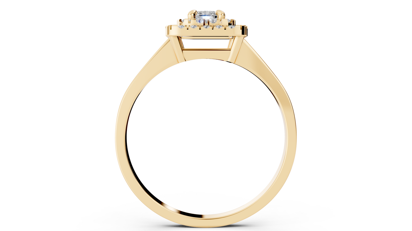 0.34 GIA Certified Natural Diamond Stacked Square Halo Ring