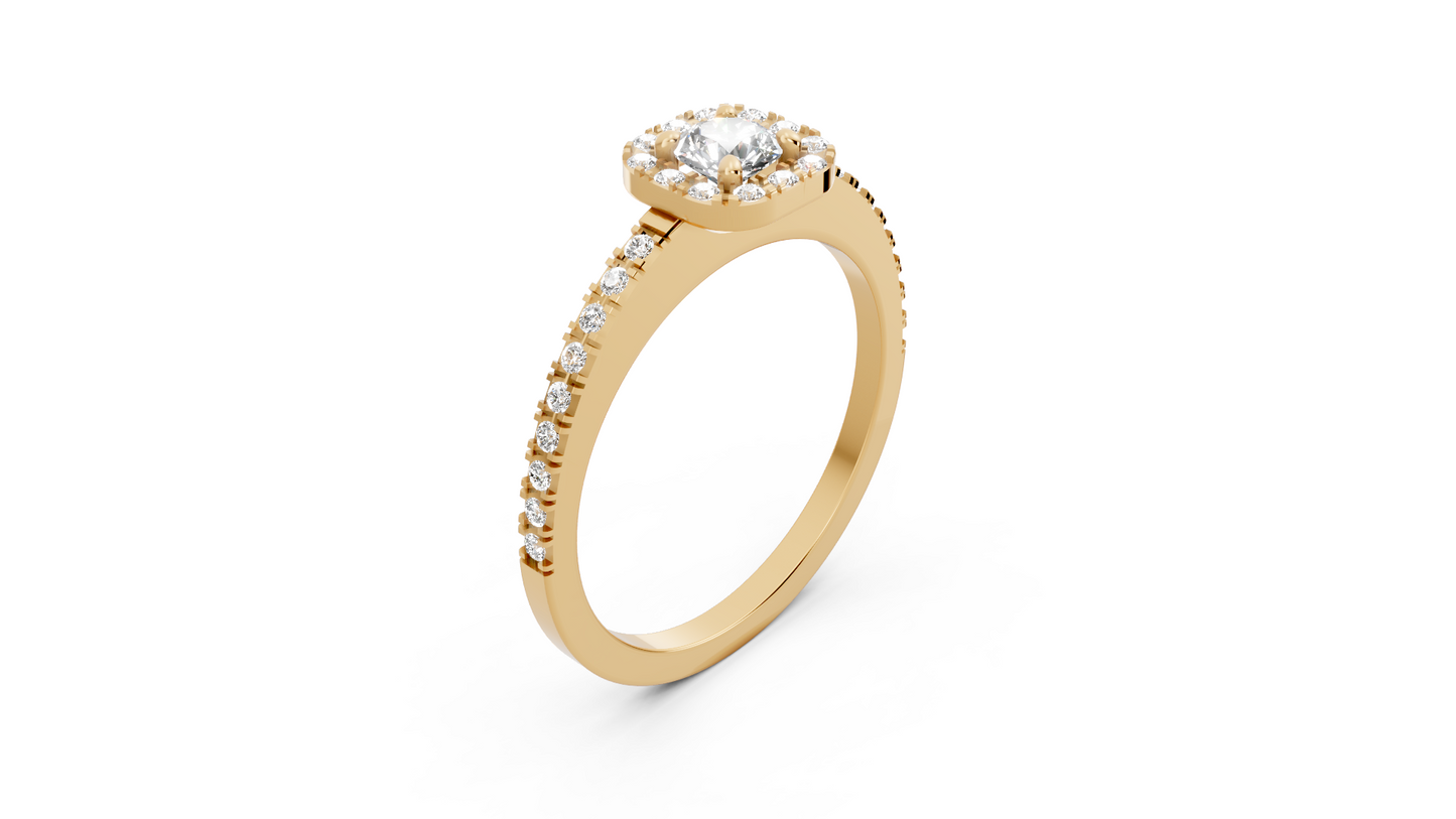 0.317 Natural Diamonds Square Halo Engagement Ring