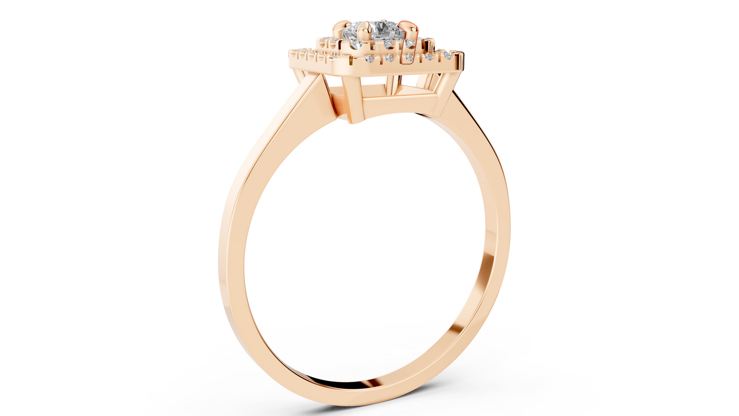 0.34 ct Lab grown Diamond Stacked Square Halo Ring