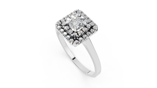 Inel cu diamante cultivate în laborator de 0,34 ct montură halo dublu