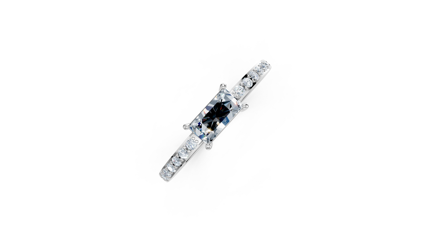 Inel de logodnă cu diamant baguette de 0,42 ct