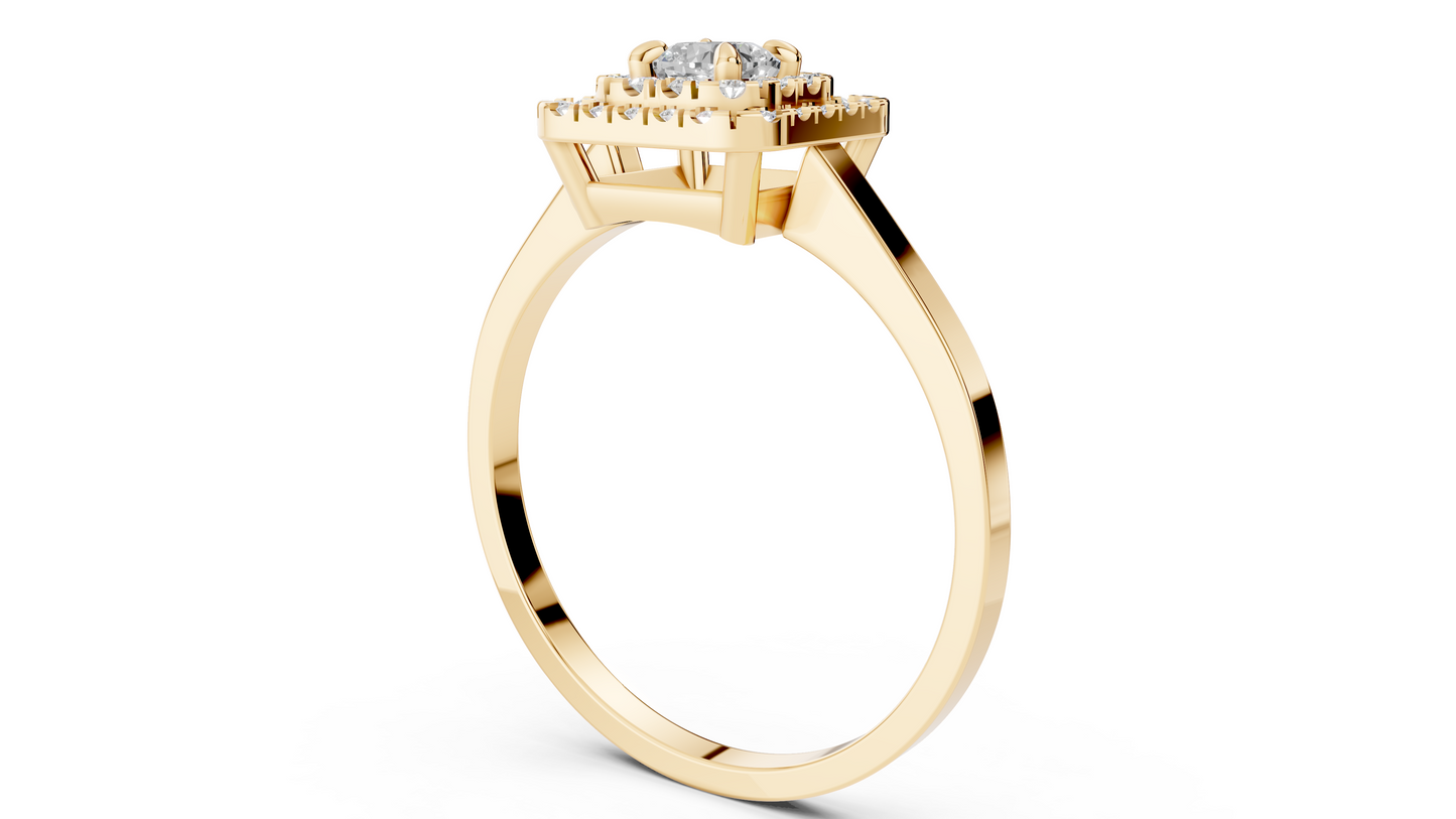 0.34 GIA Certified Natural Diamond Stacked Square Halo Ring