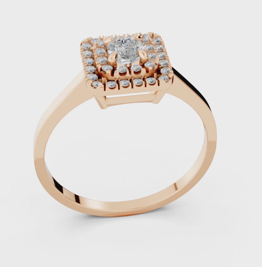 0.34 ct Lab grown Diamond Stacked Square Halo Ring