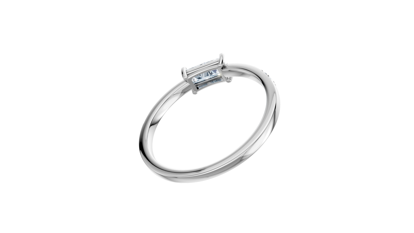 Inel de logodnă cu diamant baguette de 0,42 ct
